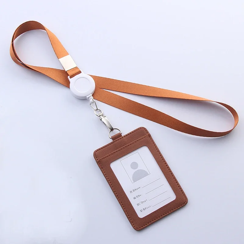 Cordini retrattili Porta badge identificativo Porta carte di credito in pelle per autobus bancari Porta carte di credito per uomo e donna Porta carte con cinturino