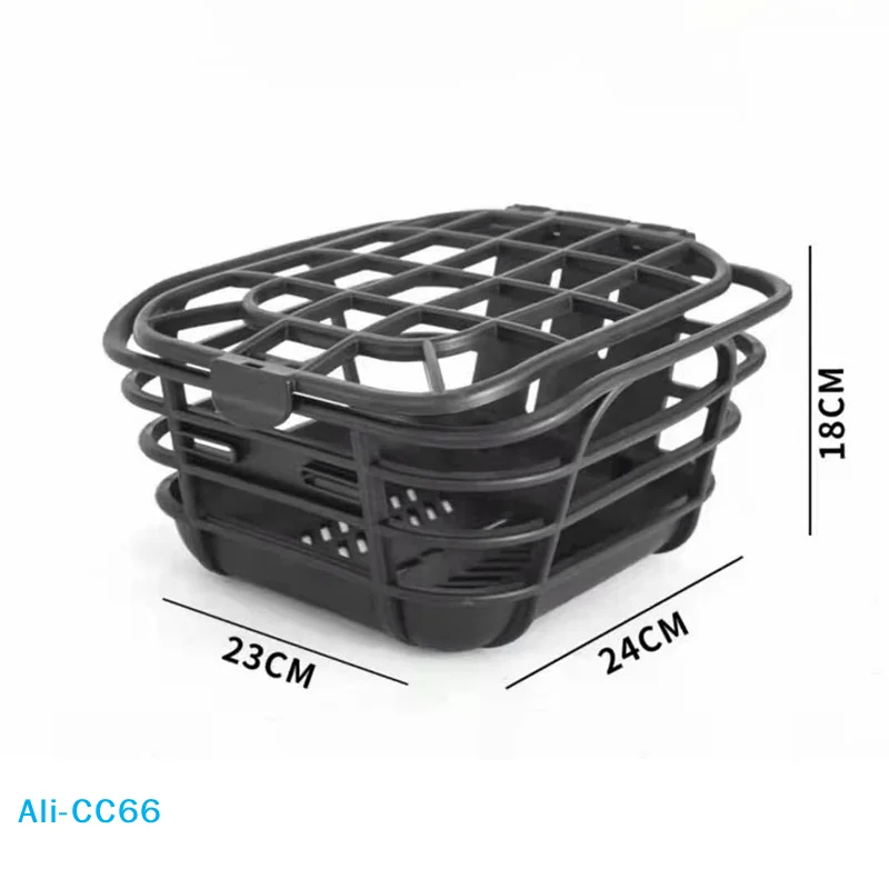 【C】1 Set Anti-Extrusions-Fahrradkorb mit großer Kapazität, schwarzes PC-Material, abnehmbarer Fahrradkorb mit Deckel für Elektrofahrräder