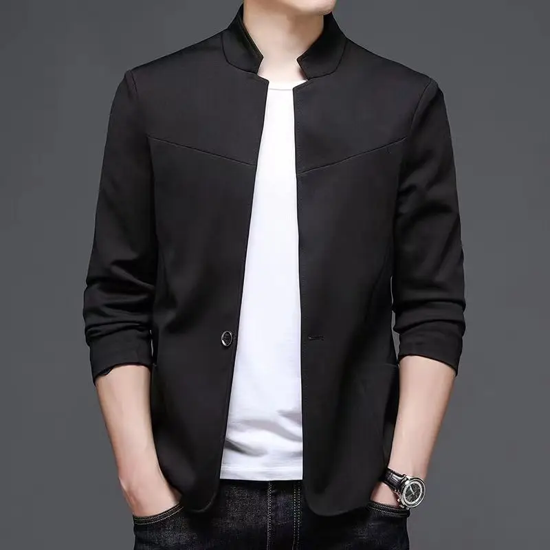 

Spring Autumn Stand Collar Jacket for Men Single Models Coats Vintage Luxury Designer Clothes Gentleman Man Suits and Blazers