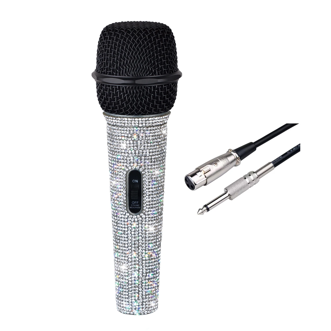 Heikuding Wired handheld metal Microphone Dynamic Microphone with diamond effect for karaoke Singing Dj Mic