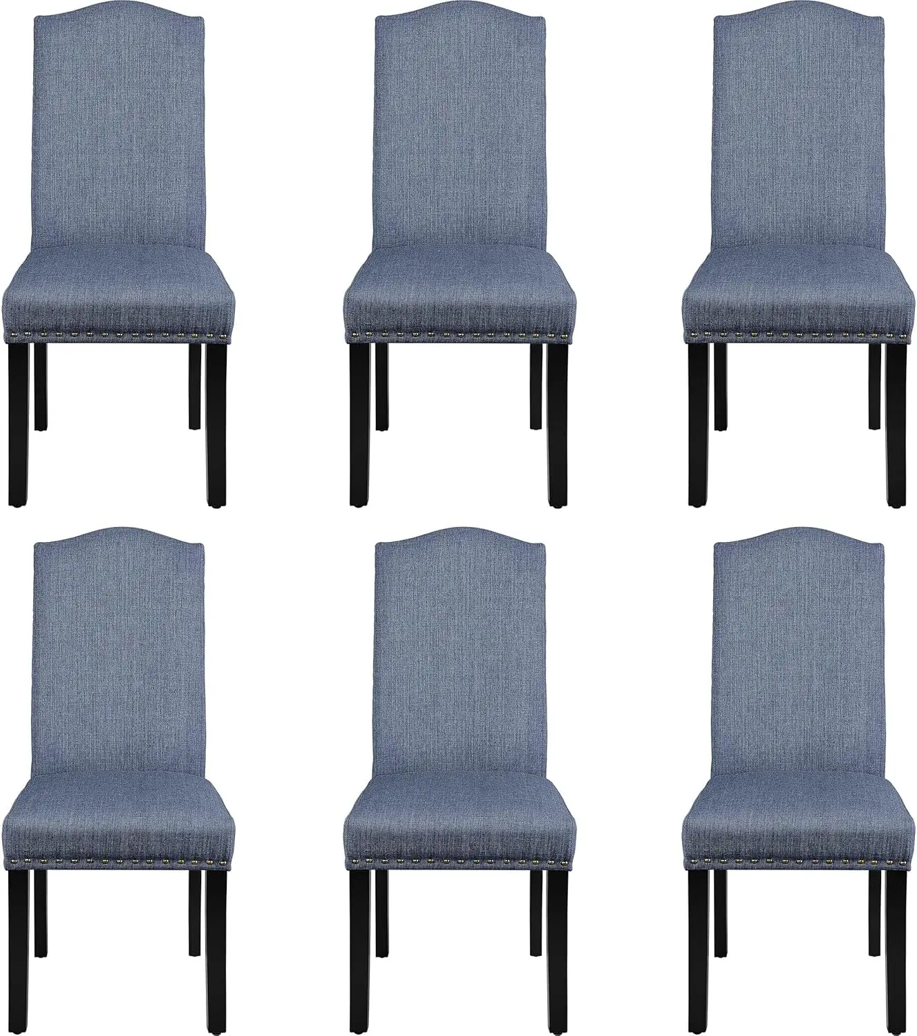 6pcs Dining Chairs Fabric Upholstered Chair Kitchen Parson Chair with Trim and Solid Wood Legs for Home