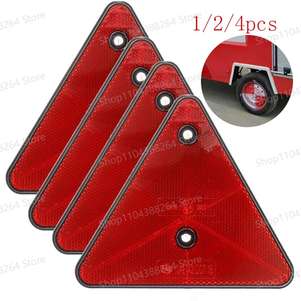 

4/2/1pcs Red Triangle Reflectors Rear Reflectors Safety Warning For Trailer Bike Motorcycle Truck Boat Car Accessory