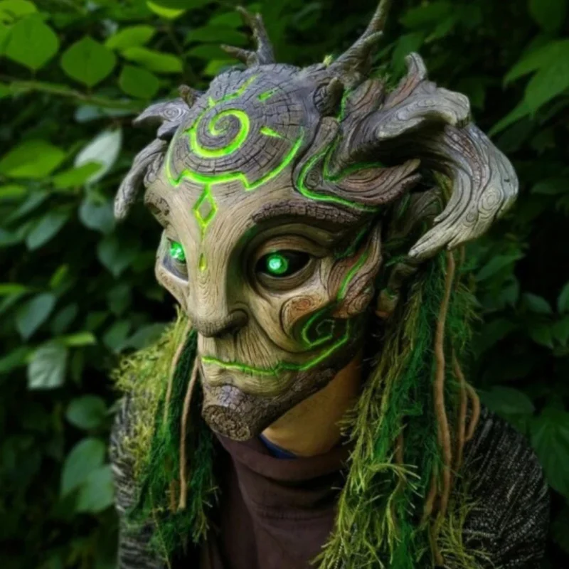 Forest Spirit Mask Green Tree Old Man Scary Horror Zombie Spooky Ghost Halloween Creepy Demon Masque Carnival Party Props