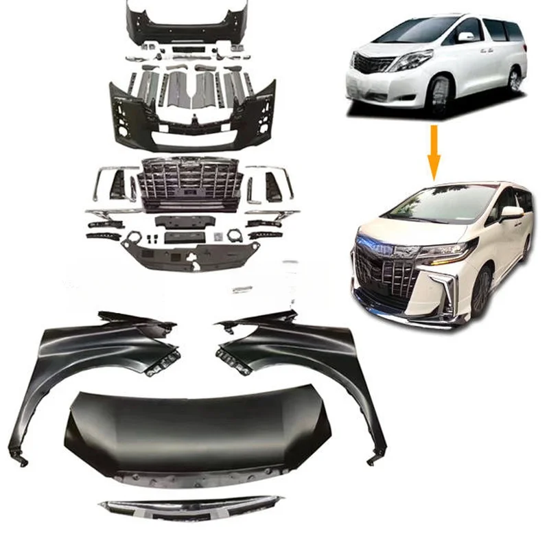 High Quality Monalisa Style Full Body Kit With Bumper Grille LED Headlight For Alphard AH20 2008-2015 Upgrade To AH30 Exterior P
