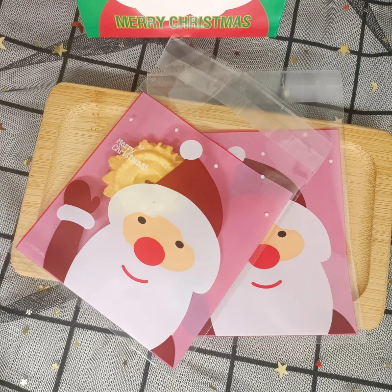 Christmas Gift Bags New Year Plastic Biscuit Packaging Bread Baking Bag Supplies Santa Claus Cookie Candy Party Decor Box