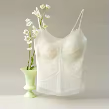 Tank Top With Built Bra Lace Sleeveless Backless Summer - White