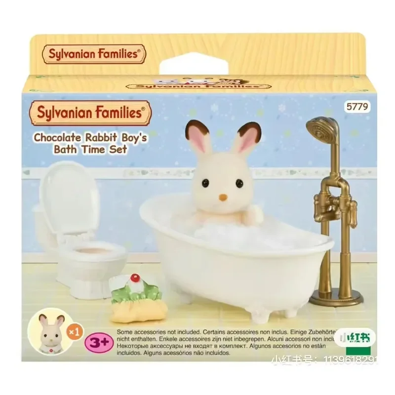 Sylvanian Families Anime Girl Figurki Calico kryty ternuriny Autentyczny zestaw mebli czekoladowy królik chłopiec zestaw do kąpieli