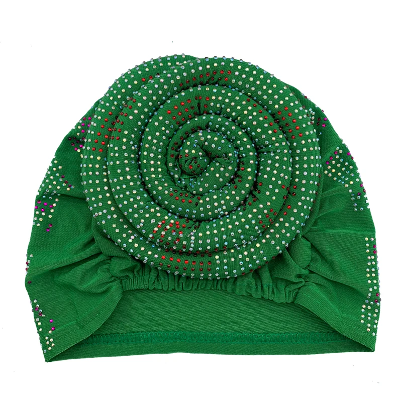 Turbante con diamantes acolchados para Mujer, pañuelo musulmán elástico para la cabeza, gorro africano, envolturas para la cabeza, verano 2024