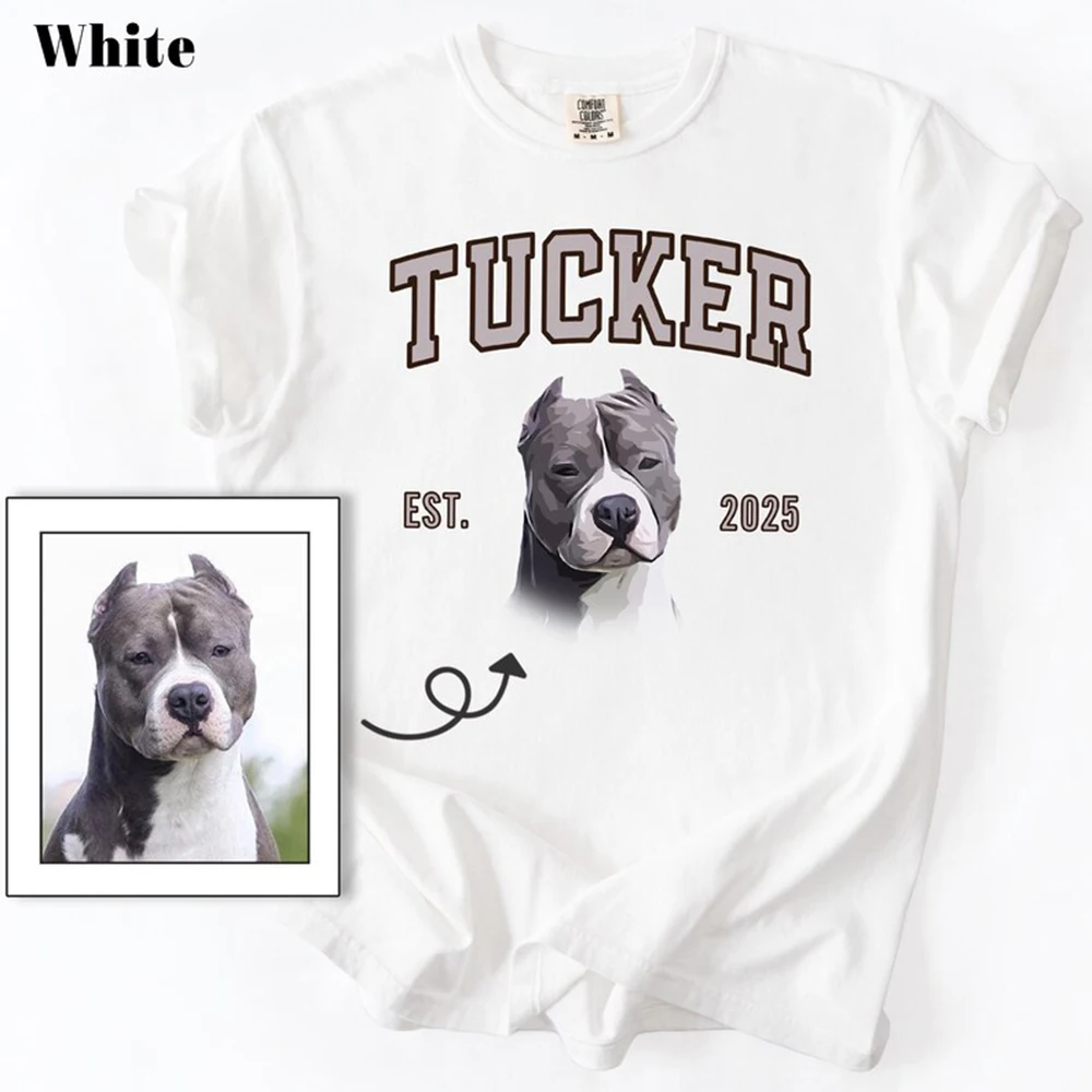 Soft Pet T Shirt Custom Tee Memorial Gift Dog Portrait Print Personalized Name Design For Pet Lovers