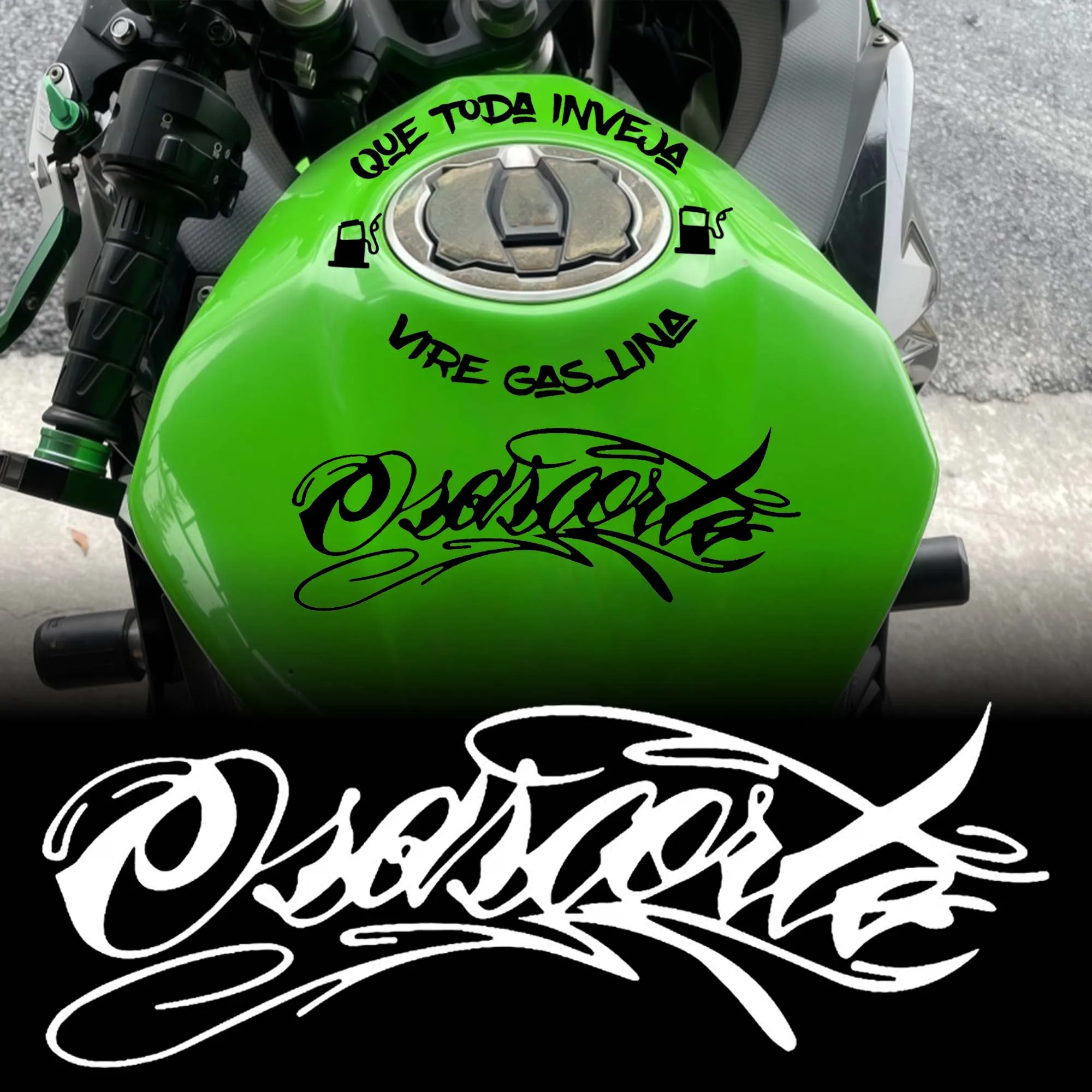 

Водонепроницаемые виниловые наклейки для мотоциклов QUE TODA INVEJA VIRE GASOLINA + Osascorte: для топливного бака, обтекателя, крыла, забавные стикеры