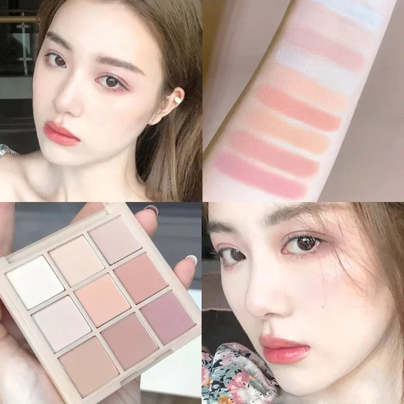 Paleta de sombra de ojos mate, 9 colores, sombra de ojos desnuda, resistente al agua, pigmento de ojos de larga duración, todo mate, sombra de ojos en polvo, cosméticos para ojos