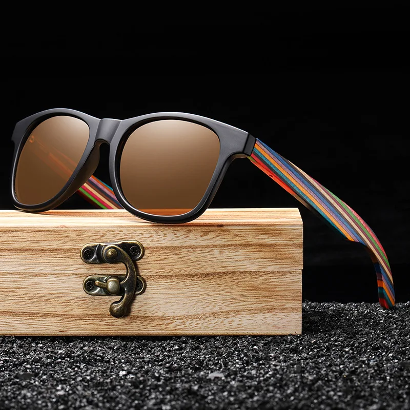 5093 Retro Simple Bamboo Wood Glasses Non-Rice Nail Sand Black Colored Wood Environmental Protection Polished Sunglasses