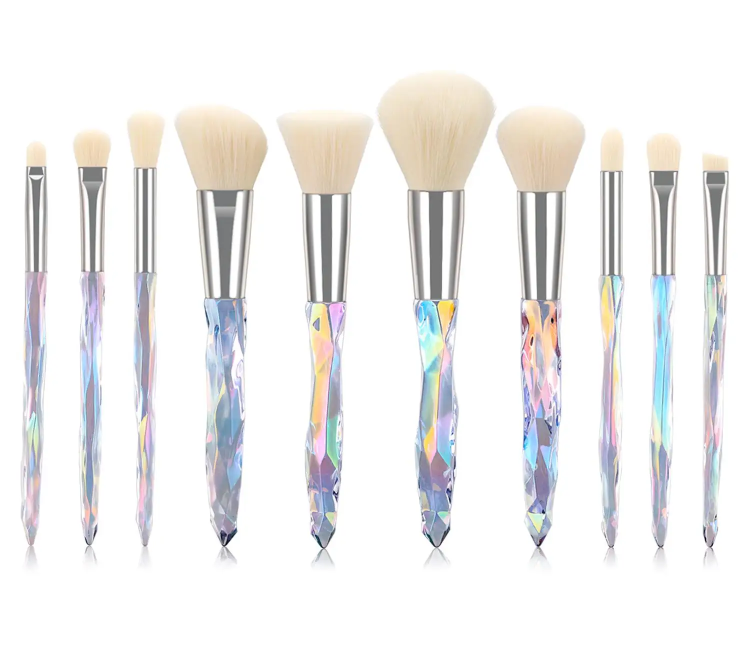 15-Piece Crystal Handle Makeup Brush Set, Professional Brushes Kit with Transparent Design for Full Face Cosmetics