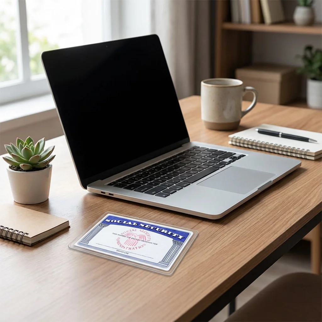 Exclusive US Social Security Card Holder - Transparent Scratch-Resistant Waterproof No-Stick SS Card Protector Portable Durable