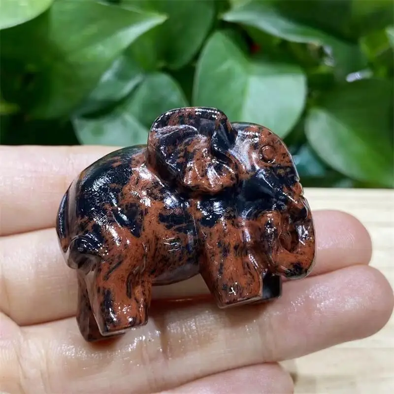 

4.3CM Natural Red Obsidian Elephant Carving Room Decoration Healing Crystal Animal Figurine Reiki Carved Stones Gift 1PCS