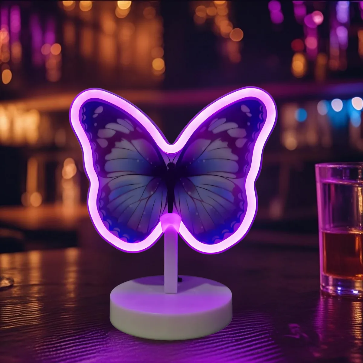 

Неоновая вывеска Tiki Butterfly, светодиодная лампа с питанием от батареи/USB, розовая неоновая лампа с держателем, настольные светильники для комнаты, ночник, декор 401