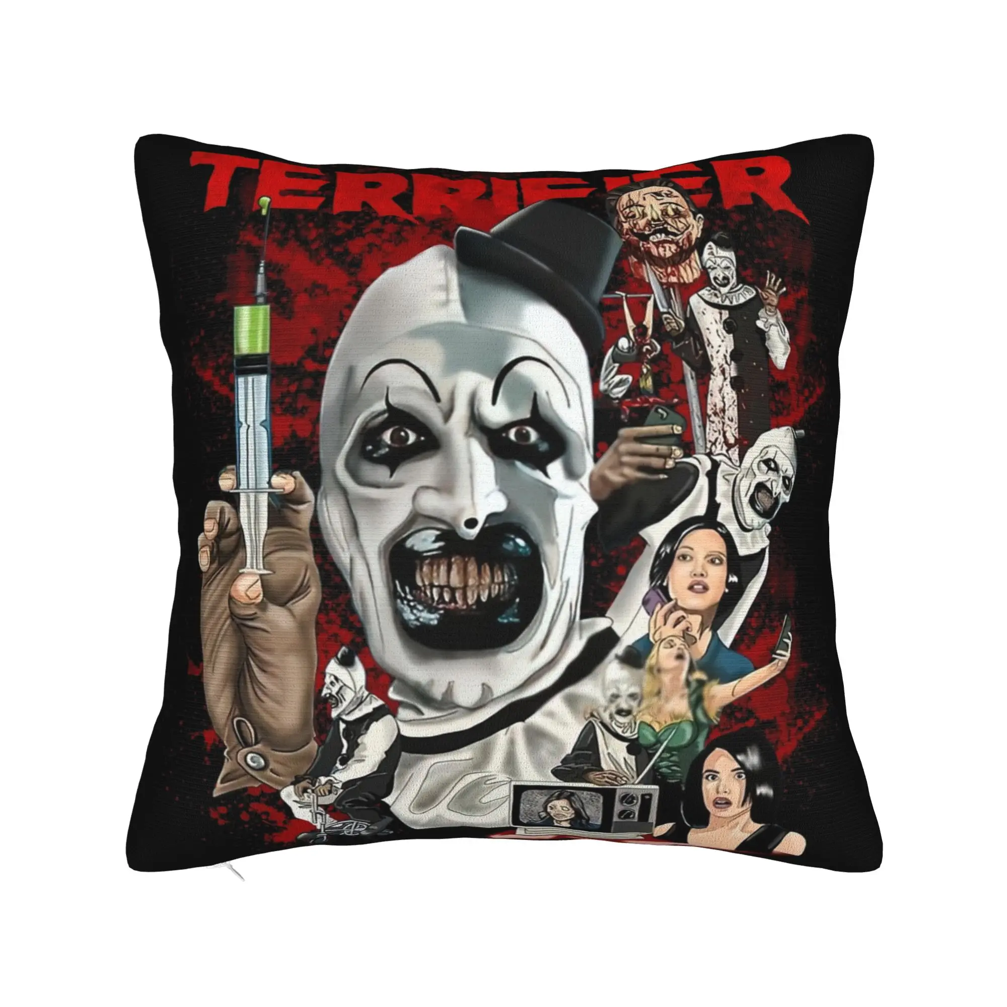 Terrifier Clown Pillowcase Printing Polyester Cushion Cover Gift  Pillow Case Cover Home Zipper 45*45cm