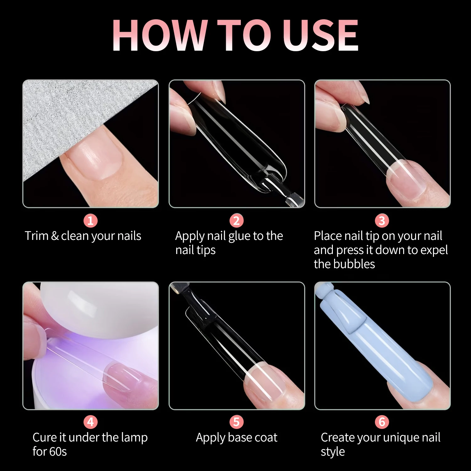 120 Stück Klare Katzenpfoten-förmige Nagelspitzen Nagelformen Lange Gebogene Stiletto-Krallen Vollabdeckung Acryl-Nagelform Gel-Nagelverlängerung – Detail 6