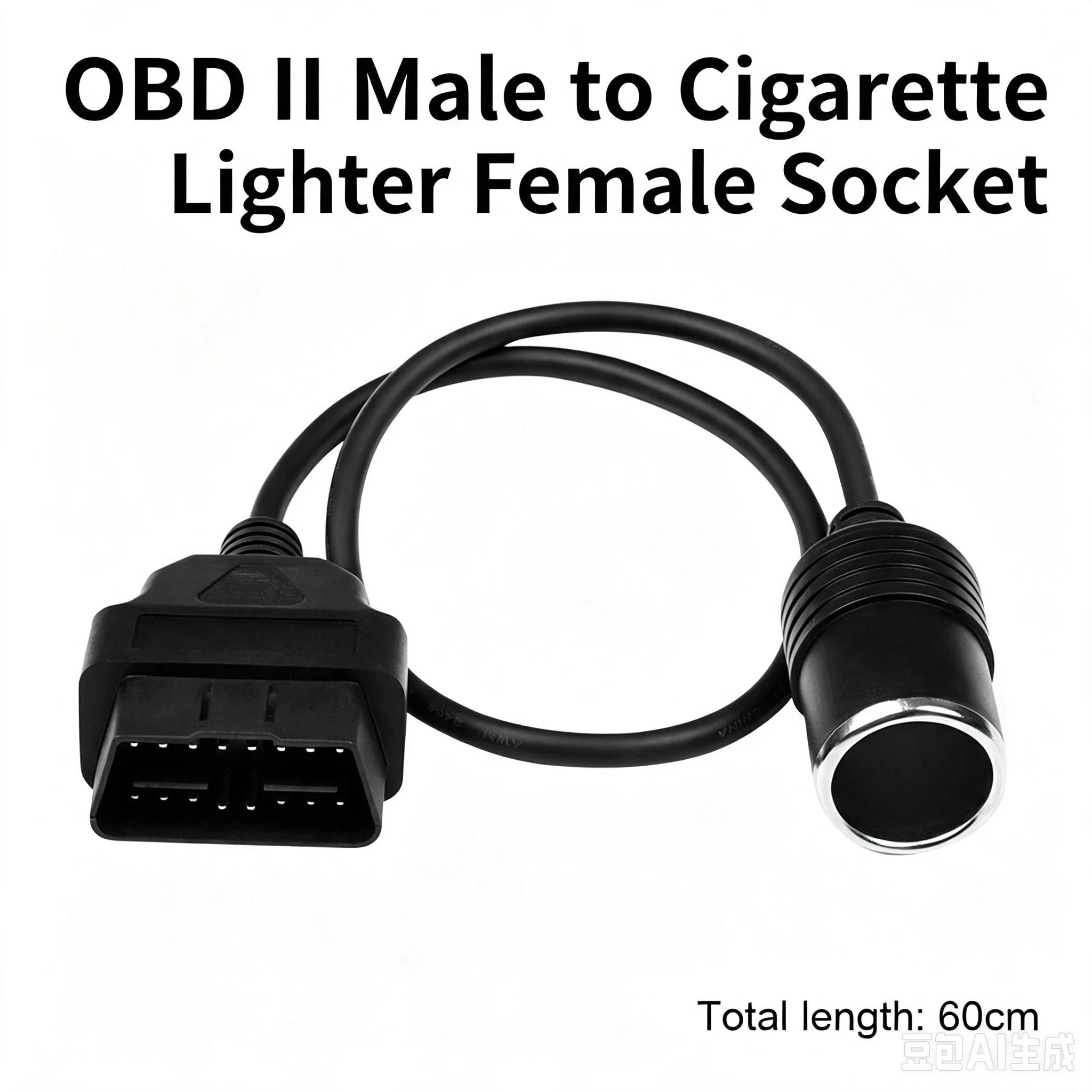 OBD2 Male to Cigarette Lighter Female Socket Cable Car OBD Power Supply Cord With ON/OFF Switch