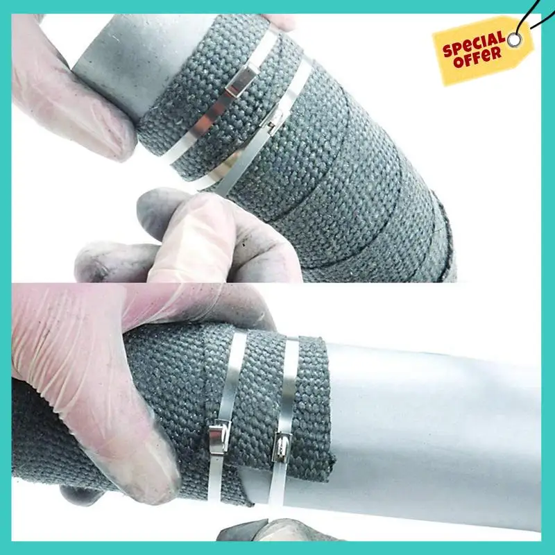 

-ABHW Stainless Steel Cable Ties, 200 Pcs 7.9 Inches Heavy Duty Self-Locking Cable Zip Ties, Metal Exhaust Wrap Locking Ties