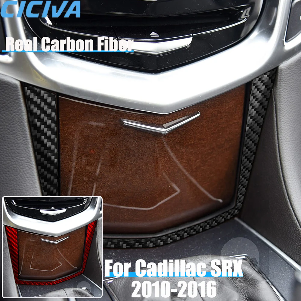 

Real Carbon Fiber Car Accessories Center Storage Frame Cover Soft Sticker For CADILLAC SRX 2010 2011 2012 2013 2014 2015 2016