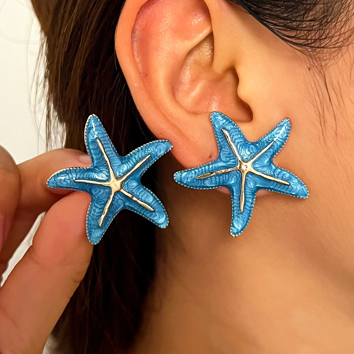 Dopamine Sea Star Conch Earnail Rings Exquisite Ocean Style Summer Vintage Vacation Style Accessories for Women Daily Jewelry