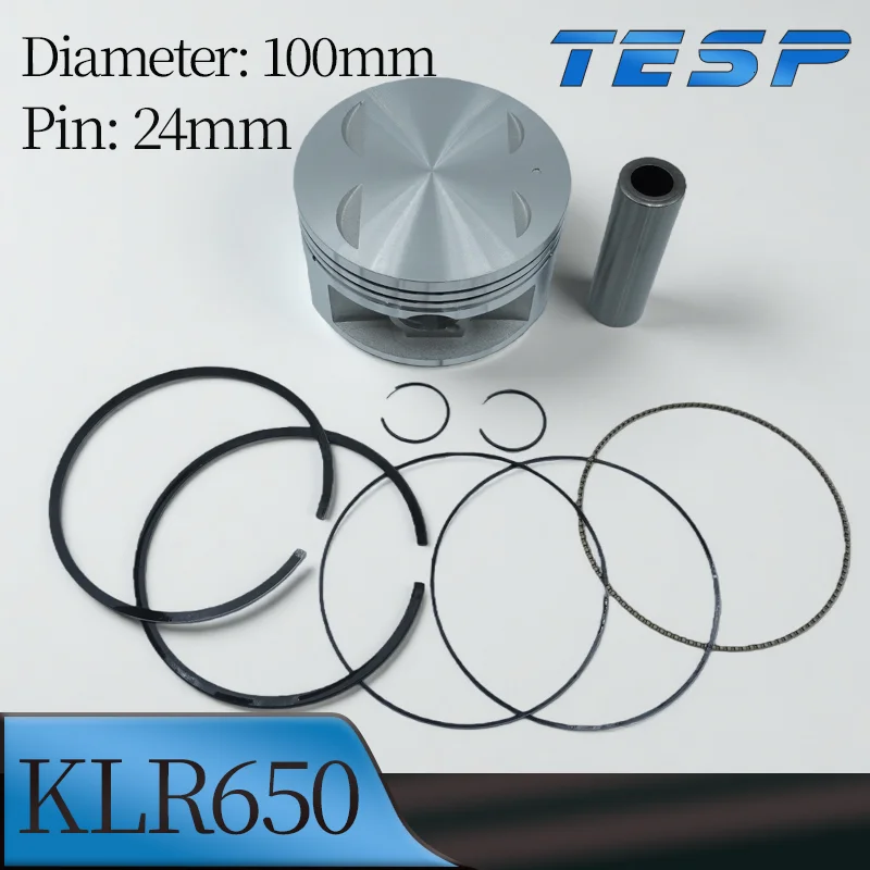 Kit de Pistón de Motocicleta de 100 mm para Kawasaki KLR 650 KLR650 Tengai 2008-2018, Pasador de 24 mm, Anillos de Pistón de 4 Tiempos, Piezas del Motor