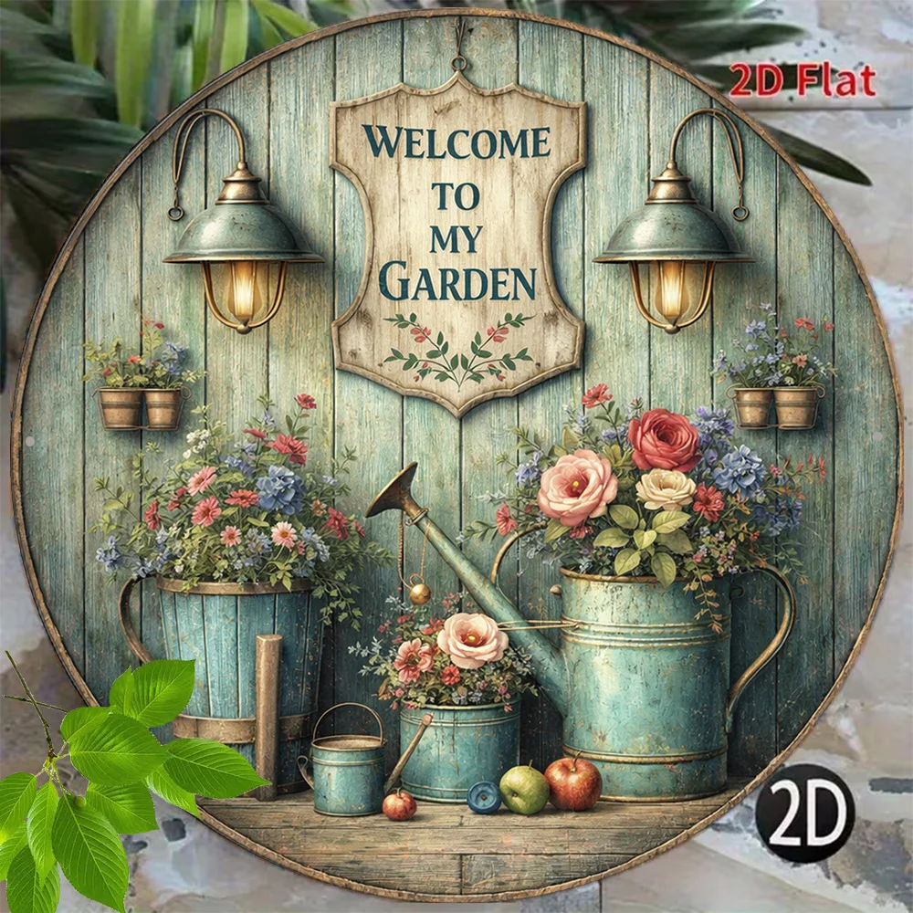 2D Flat - 1pc 8*8In/20X20Cm 2D Flat Round Sign, Vintage Plaque about 