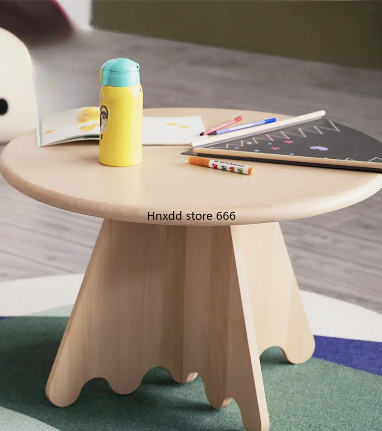 Solid wood kindergarten baby game play small round table