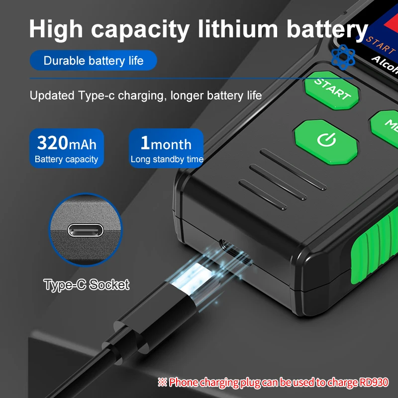 R & D-probador profesional de Alcohol RD930, alcoholímetro Digital para coche, probador de respiración de vino, Detector de Alcohol recargable,