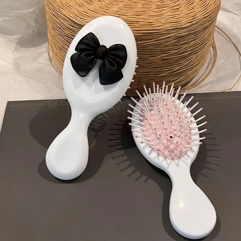 Handle Cartoon Air Comb Simple Scalp Massage Anti Static Pocket Hair Brush Girl Heart Blood Circulation Smoothly Bow Comb Women