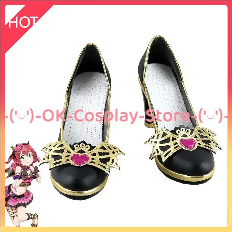 PU Couro Aqours Cosplay Sapatos, Custom Made, Lovely Sunshine Rubi Kurosawa, Halloween Carnaval Props