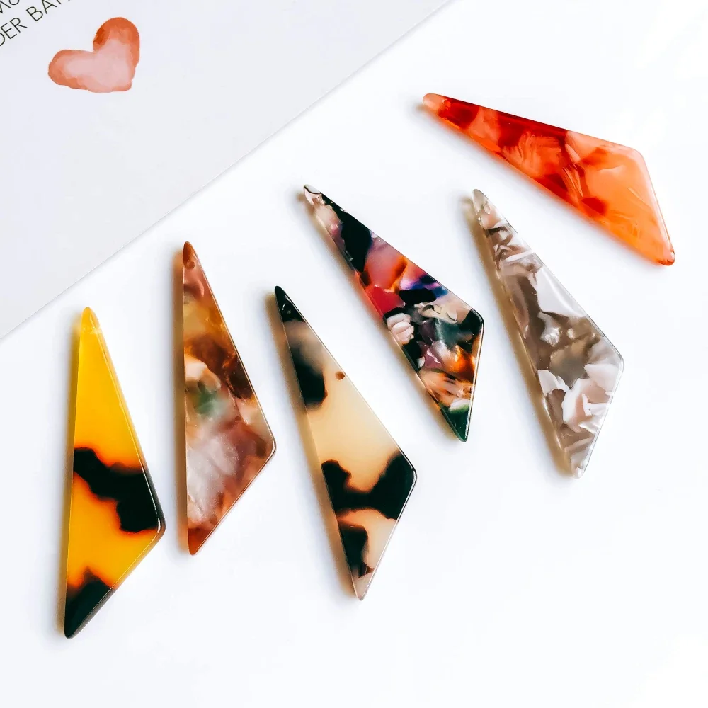 Eardrop 6 Colors Triangle Earring Accessories Pendant Necklace Charms Diy Handmade Material 6pcs