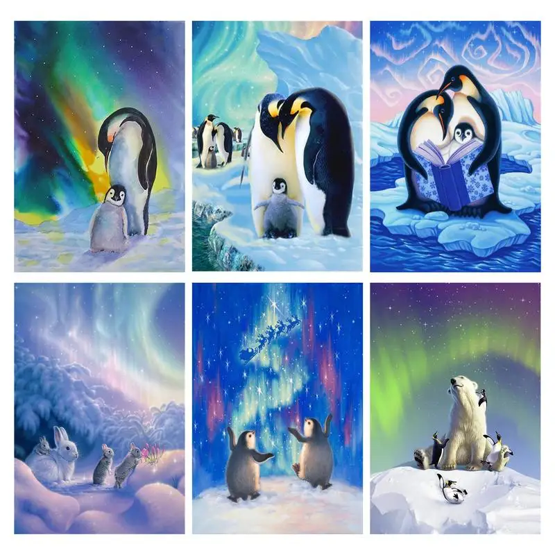 

PhotoCustom With Frame Diy Painting By Numbers Kids Penguin Animals Modern Wall Art Gift Home Decors