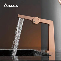 Luxury brass rose gold bathroom faucet with simple design, one hole single handle cold and hot dual control basin Tap