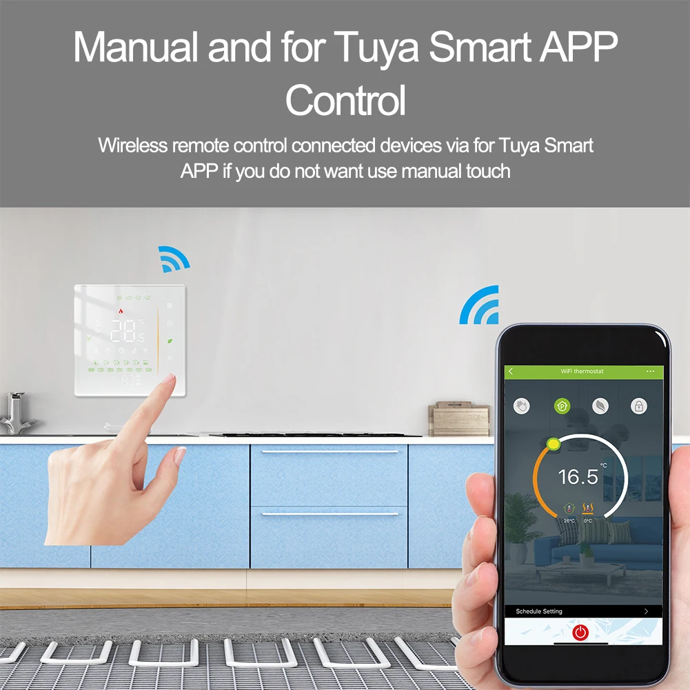 

Smart Home Thermostat for Zigbee WiFi Connected Wide Compatibility Programmable Design User Friendly Interface