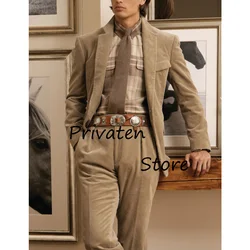 Dress Suit for Men Suits Set for Men Men's Corduroy Two-piece Suit Casual Men's Social Facts Smokings Man Mens Clothing Costumes