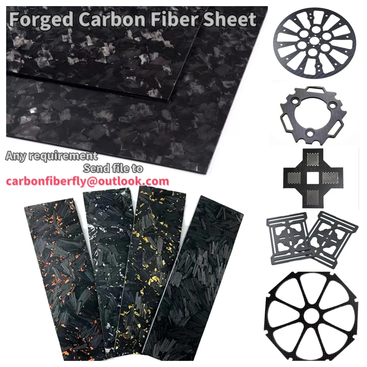 Forged Carbon Fiber Plate CNC Cutting Processing Service Marble Texture Surface CFK Carbon Sheet Glossy Matte Red Blue Yellow
