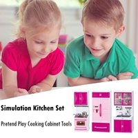 MYMF-Simulation Kitchen Cabinets Set Children Pretend Play Cooking Tools Mini Tableware Sets  Girls Dollhouse Playset