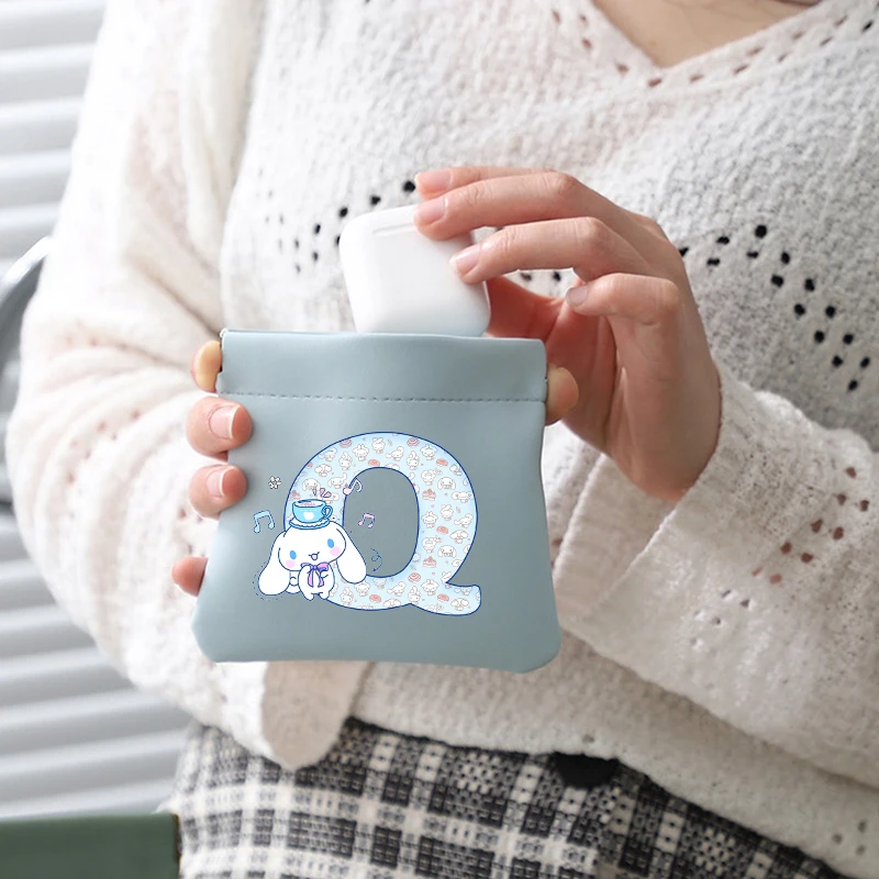 

Cinnamoroll Makeup Bag Women Soft Cosmetic Bag Sanrio Cute Letters A-Z Anime Canvas Print Kids Girl Coin Makeup Case Kawaii Gift