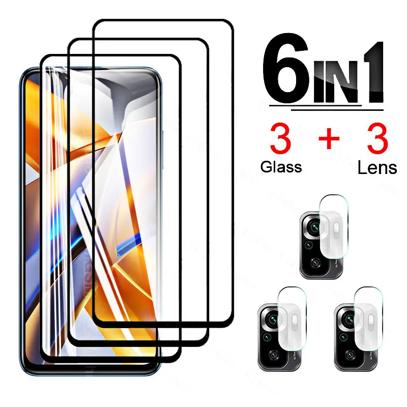 On for Poco M5S Glass for Xiaomi Poco M5S Tempered Full Cover Screen Protector Xiami Pocco Poko Poco M5 S M 5S Camera Lens Glass