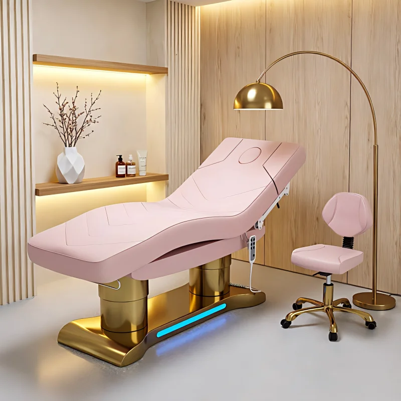 Wholesale  Massage Bed Height Adjustable Wide 4-motor Table Beauty Bed Memory Foam Facial Chair Facial Bed Beauty Parlour Salon