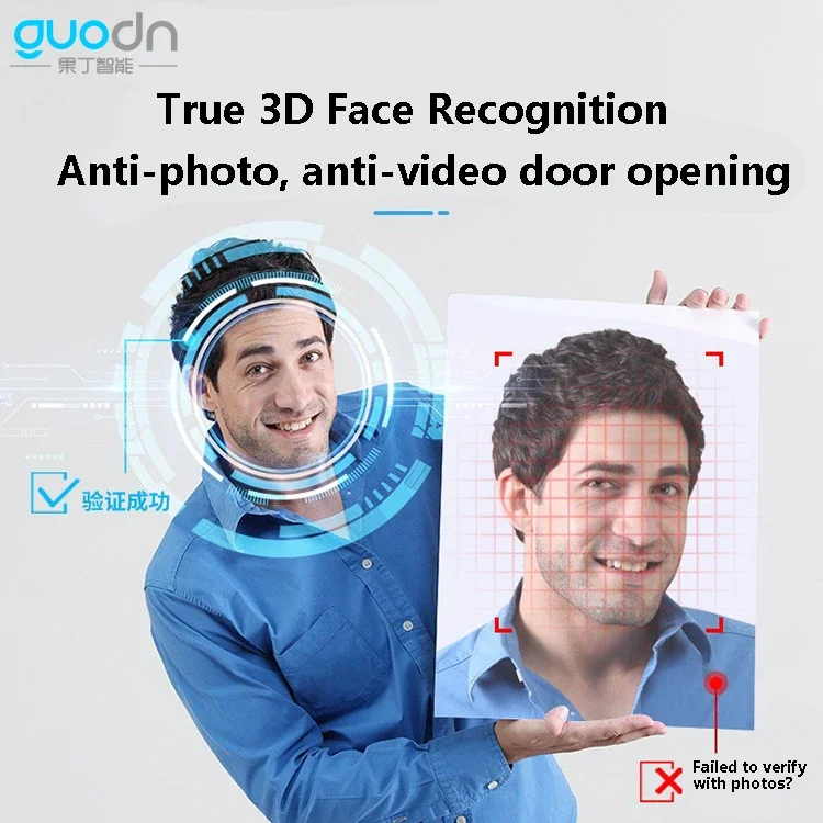 3D face recognition smart home automatic tuya lockWifi application biometric fingerprint password digital smart door lock