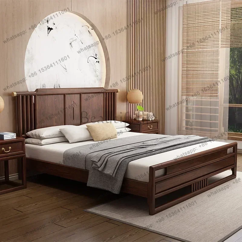 LJY Display Waterproof Double Bed Organizer Full Size High Platform Double Bed Bases Headboards Princess Beliche Hotel Furniture