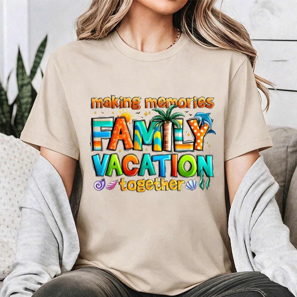 Family Vacation Together Making Memories Women T-Shirt Cotton Short Sleeve Casual Summer Fashion Vacation Trip Gift Top