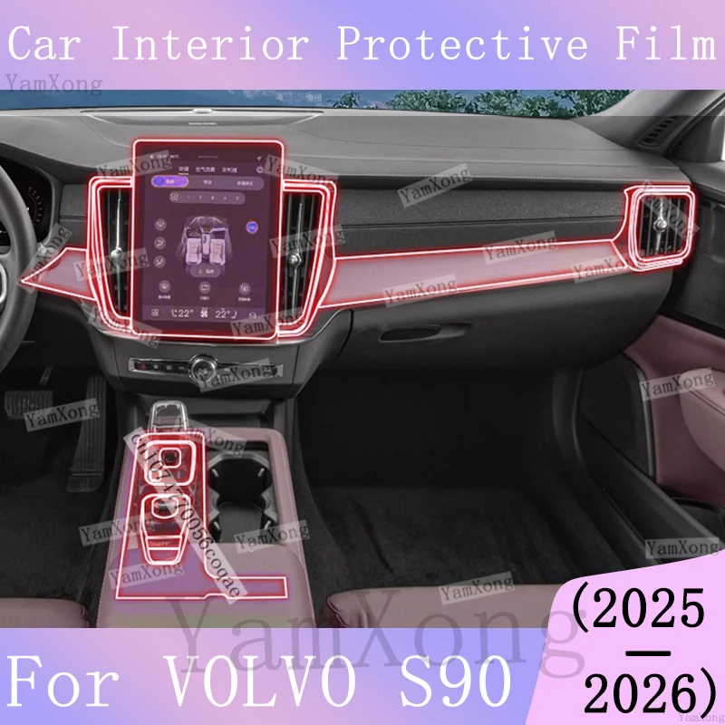 Car interior Kit scratch Film For VOLVO S90 GPS Navigation Dashboard screen Protection Sticker Center Panel TPU Transparent Film
