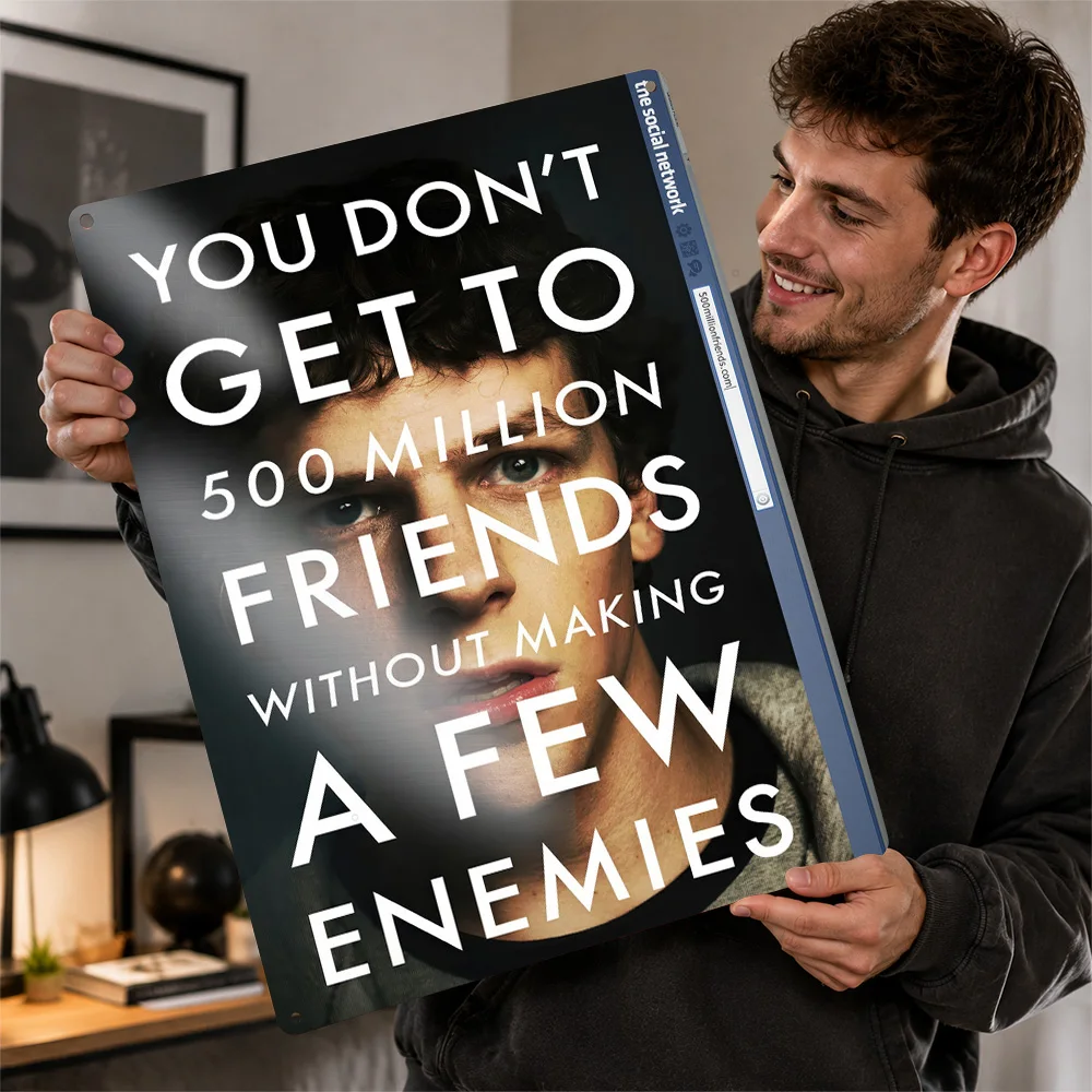 The Social Network Movie Poster Cinema Wall Art Customized Retro Metal Sign for Man Cave Home Decor Film Fan Gift Display Plaque