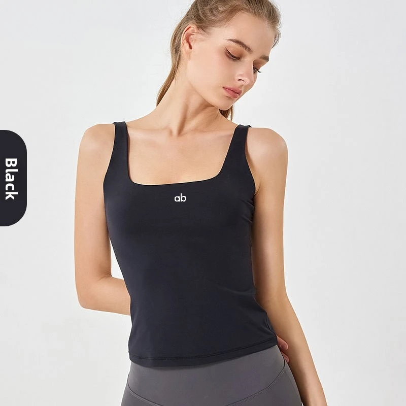 2026 New U‑Neck Double‑Layer Tank Top Women High Elastic Long Built‑in Bra Sleeveless Yoga Gym Casual Outer Top image 5
