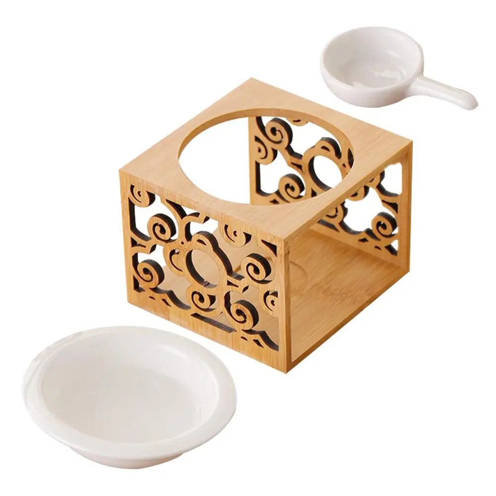 

Essential Oil Burner Aroma Diffuser Tealight Wax Warmer Ceramic Bamboo Holder Reusable Longtime Bedroom Yoga Hotel