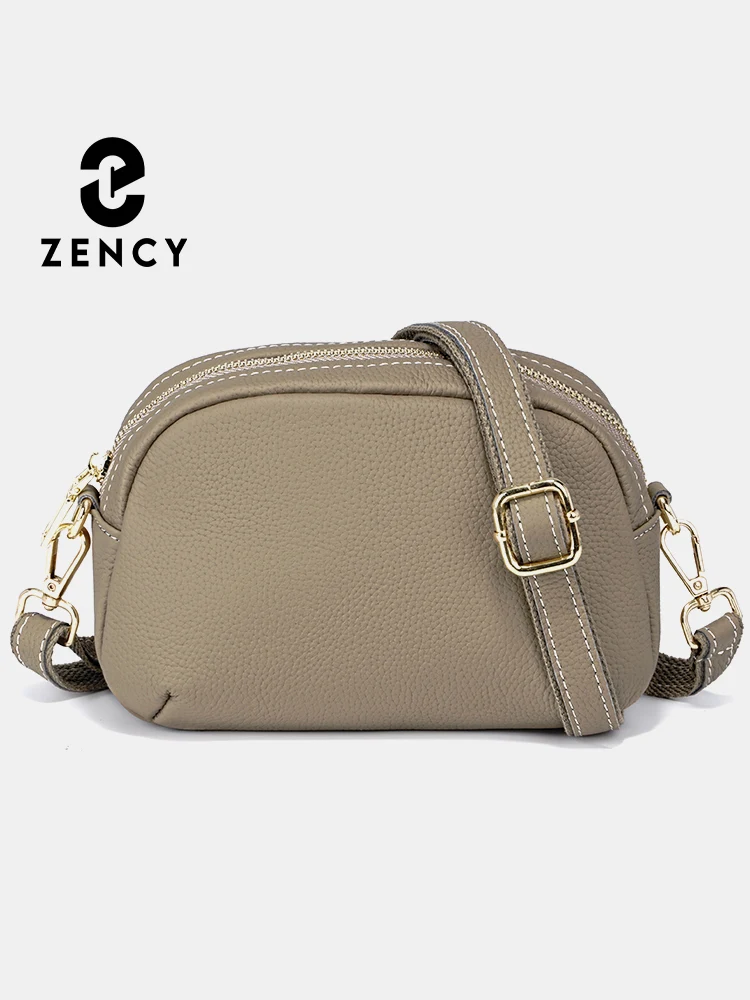 Zency Vintage Oval-shaped Pouches Cowhide Leather Women Shoulder Bag Messenger Casual Small Leather Handbags Crossbody Shell Bag